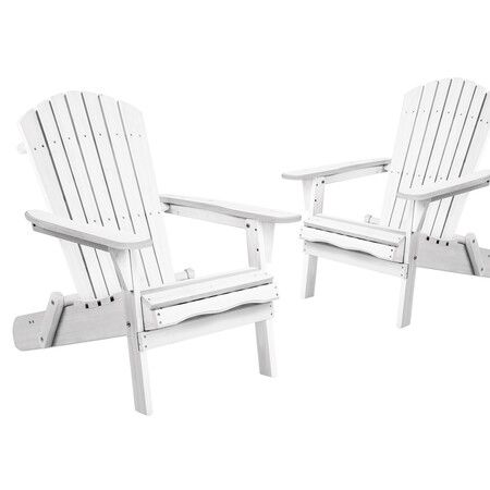 ALFORDSON 2x Outdoor Chairs Wooden Adirondack Patio Furniture Beach Garden White