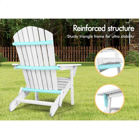 ALFORDSON 2x Outdoor Chairs Wooden Adirondack Patio Furniture Beach Garden White