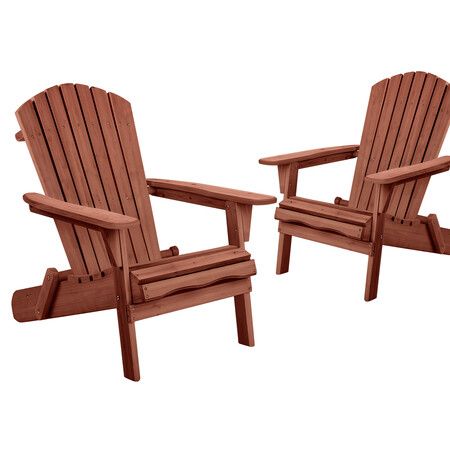 ALFORDSON 2x Outdoor Chairs Wooden Adirondack Patio Furniture Beach Garden Brown