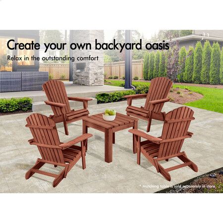 ALFORDSON 2x Outdoor Chairs Wooden Adirondack Patio Furniture Beach Garden Brown