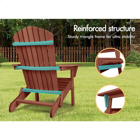 ALFORDSON 2x Outdoor Chairs Wooden Adirondack Patio Furniture Beach Garden Brown