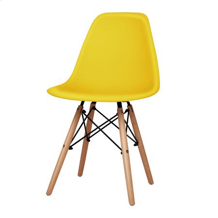 ALFORDSON 4x Dining Chairs Retro Solid Wood Steel Yellow