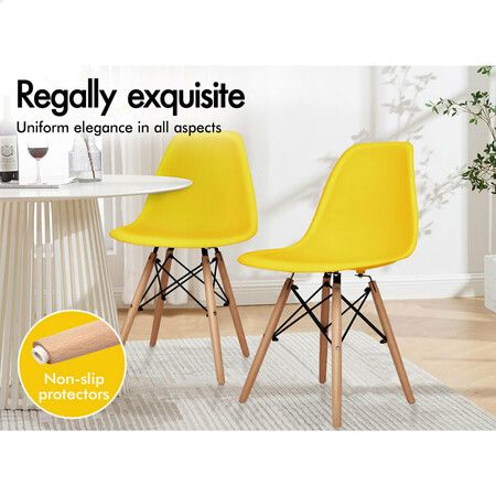 ALFORDSON 4x Dining Chairs Retro Solid Wood Steel Yellow