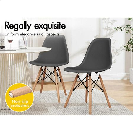 ALFORDSON 4x Dining Chairs Retro Solid Wood Steel Grey