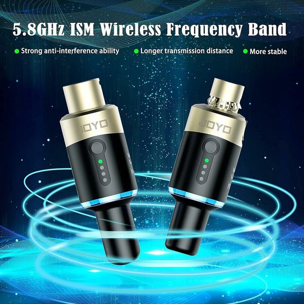 5.8GHz Wireless Microphone System Adapter Wireless XLR Microphone Transmitter and Receiver Wireless Mic 4 Channels for Audio Mixer