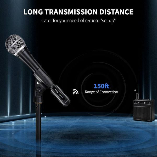 Wireless Microphone Transmitter Receiver 2.4Ghz, XLR Microphone Wireless System, Rechargeable Wireless Mic Adapter for Audio Mixer, Dynamic Mic, 48V Phantom Power for Condenser Mic