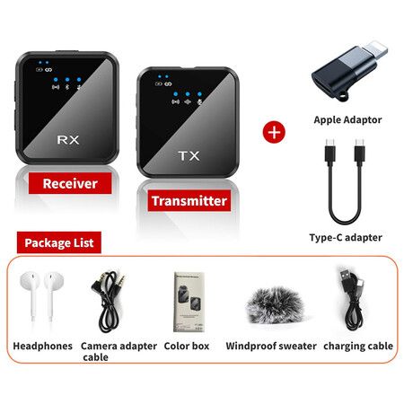 Wireless Lavalier Microphone for TikTok Streaming and Video Recording Noise Cancelling Mic for iPhone Android Creators