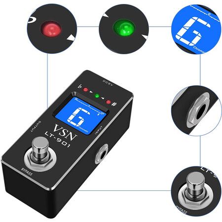 Tuner Pedal, Chromatic Guitar Tuner Pedal Fast and Accuate Tuner for Electric Guitar and Bass True Bypass