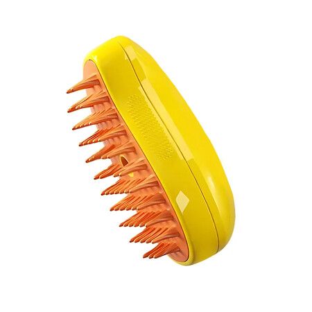 Steamy Cat Brush, 3 In1 Spray Cat Brush,Self Cleaning Cat Steamy Brush for Massage Removing Tangled and Loosse Hair (Yellow)