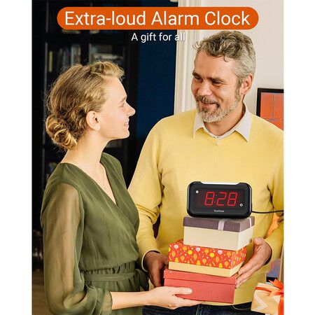 Large Digital Alarm Clock, Big Numbers for Seniors and Visually Impaired, Red Digits, USB Charging Port, Adjustable Volume, Dimmable, Snooze, Alarm Clock for Bedrooms, Kids, Heavy Sleepers