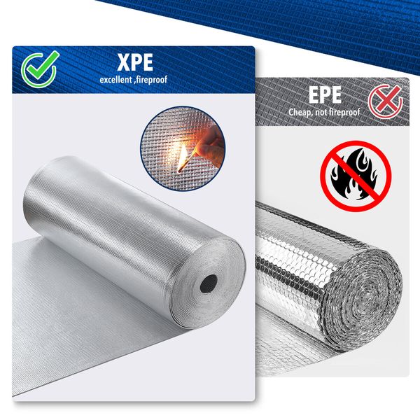 Foil Heat Barrier Shield Air Roof Wall Floor Attic Loft Cell Insulation Rolls Ceiling Window Aluminium 6mm XPE 30sq m