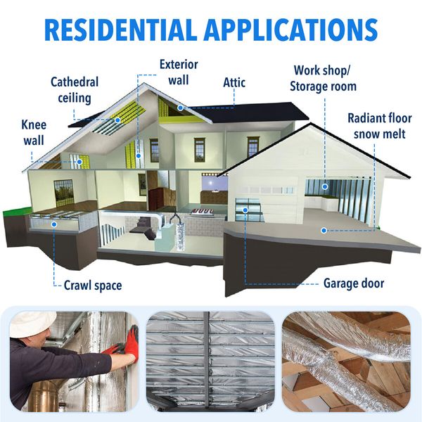 Foil Heat Barrier Shield Reflective Air Roof Wall Floor Attic Loft Cell Insulation Rolls Ceiling Window Aluminium 6mm XPE 20sq m