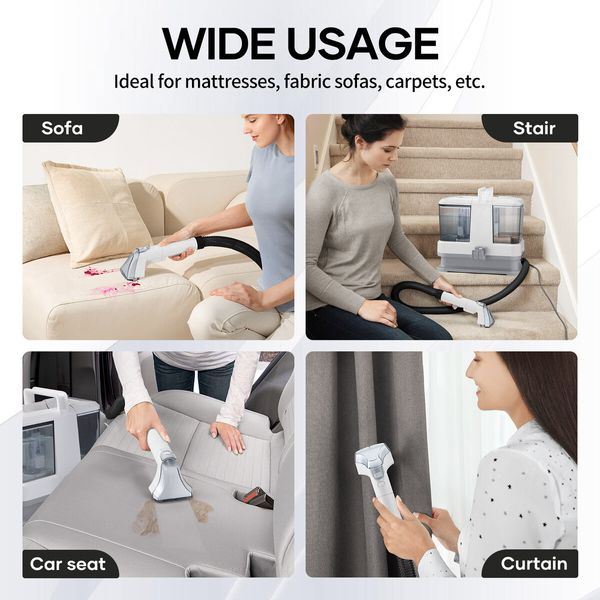 Carpet Upholstery Cleaner Sofa Spot Rug Stain Remover Mattress Car Seat Slate Fabric Lounge Deep Cleaning Machine Portable