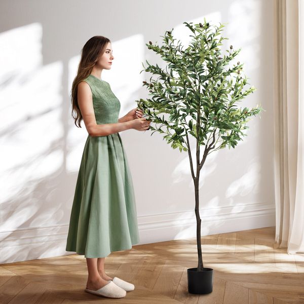 Artificial Olive Tree Plant Pot Imitation Green Fake Faux Natural Indoor Decor Home Office Lifelike Fruit Leaves 180cm