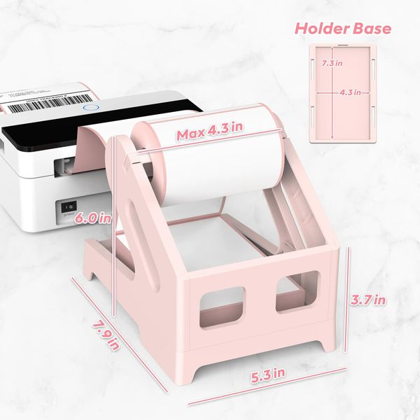 Label Holder Thermal Label Holder for Rolls and Fanfold Labels Shipping Label Stand Desktop Printer Accessory Supplies for Home,Office (Pink)