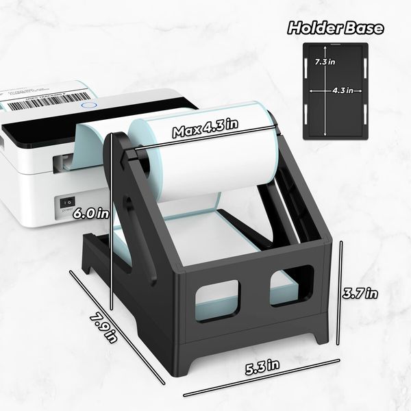 Label Holder Thermal Label Holder for Rolls and Fanfold Labels Shipping Label Stand Desktop Printer Accessory Supplies for Home,Office (Black)