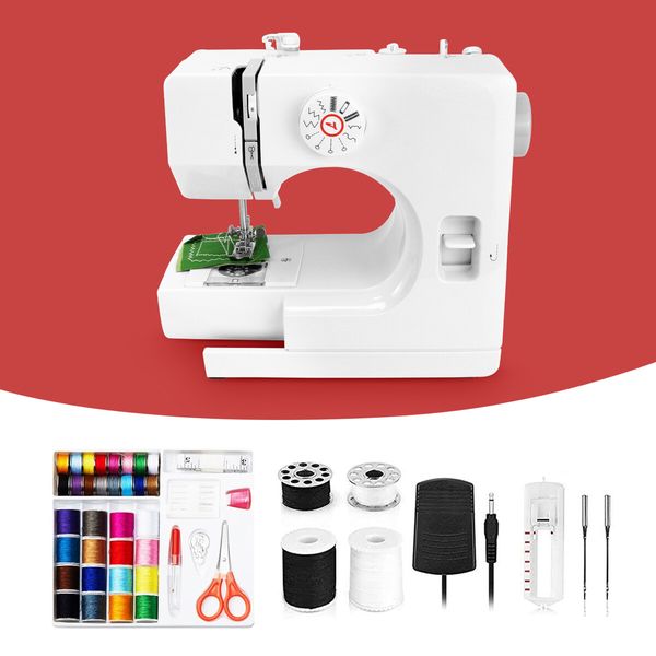 Mini Sewing Machine Electric Reverse Stitching Potable Mending Kit Compact Household 12 Stitch Patterns for Beginners