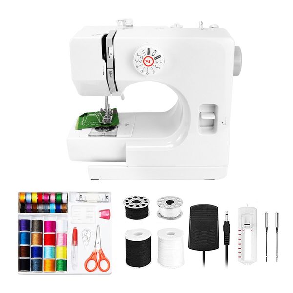 Mini Sewing Machine Electric Reverse Stitching Potable Mending Kit Compact Household 12 Stitch Patterns for Beginners