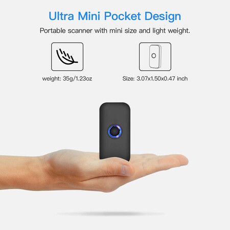 Mini 1D Bluetooth Barcode Scanner,3-in-1 Bluetooth & USB Wired & 2.4G Wireless Barcode Reader Portable Bar Code Scanning Work with Windows,Android,iOS,Tablets or Computers