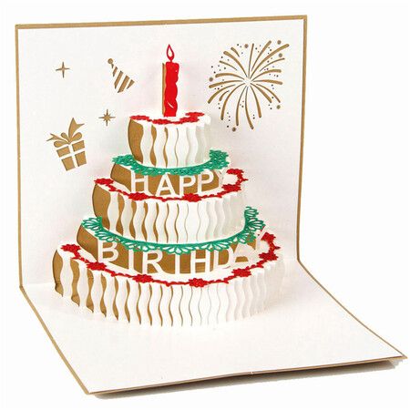 3d Gift Card Cake Candle GOLD