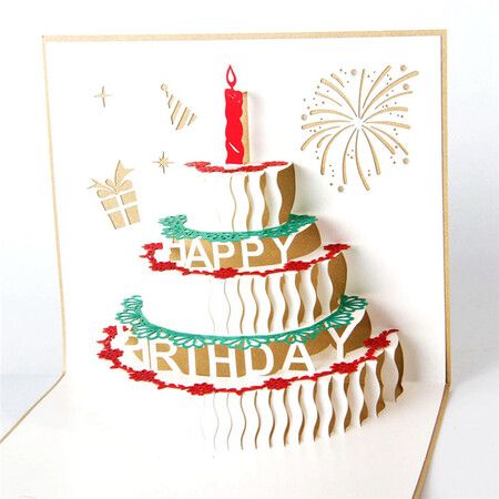 3d Gift Card Cake Candle GOLD