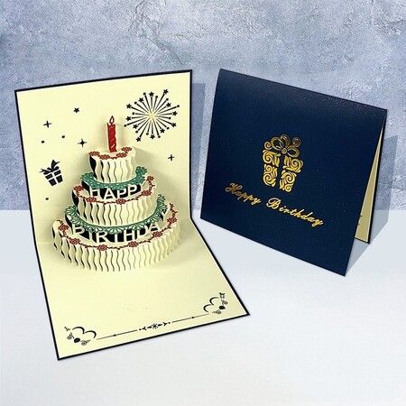 3d Gift Card Cake Golden Blue Cake