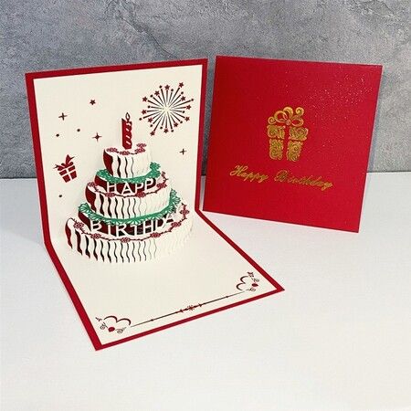 3d Gift Card Cake Golden Red Cake