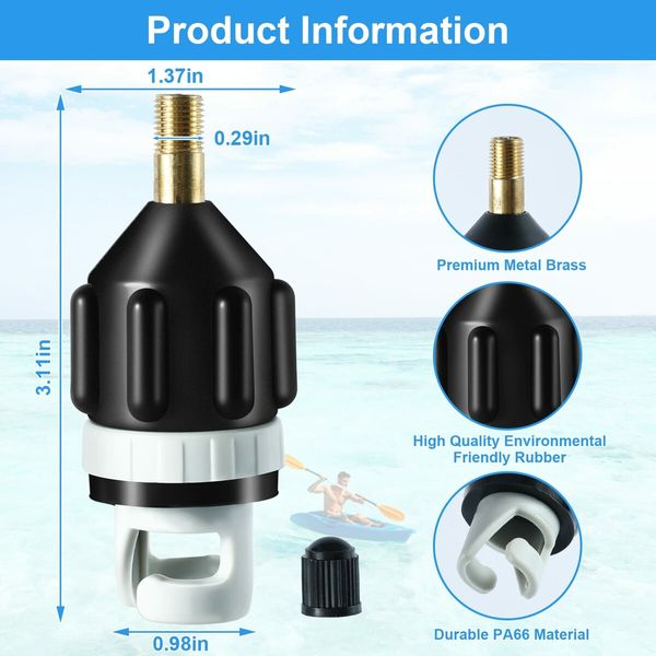 Inflatable Boat SUP Pump Adaptor Standard Schrader Conventional Air Pump Air Valve Adapter Spoke Plate Attachment (1Pcs Black)