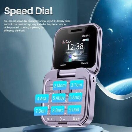 Foldable Mobile Phone for Elderly People Fm Radio Magic Voice Blacklist Speed Dial Vibration 2sim Card for Seniors Easy To Use Color Purple