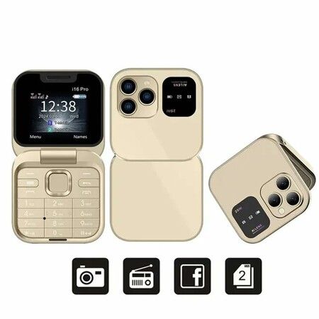 Foldable Mobile Phone for Elderly People Fm Radio Magic Voice Blacklist Speed Dial Vibration 2sim Card for Seniors Easy To Use Color Gold