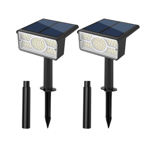 Solar Outdoor Lights Exterior Sensor Lamps Garden Outside Spotlights 49 LED Lamps Deck Driveway Pathway Waterproof 2PCS