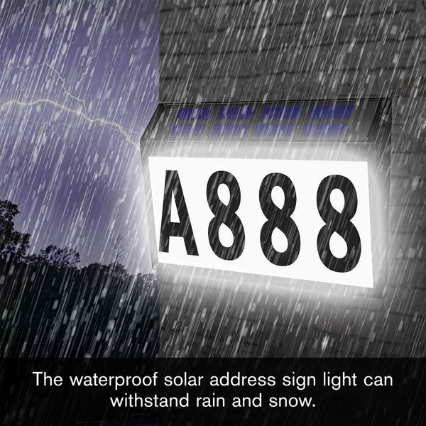 Solar House Number Light Address Sign LED Illumination Sensor Outdoor Lamp Waterproof Wall Fence Outside Door Name Plaque