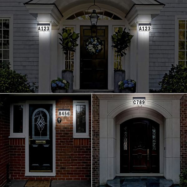 Solar House Number Light Address Sign LED Illumination Sensor Outdoor Lamp Waterproof Wall Fence Outside Door Name Plaque