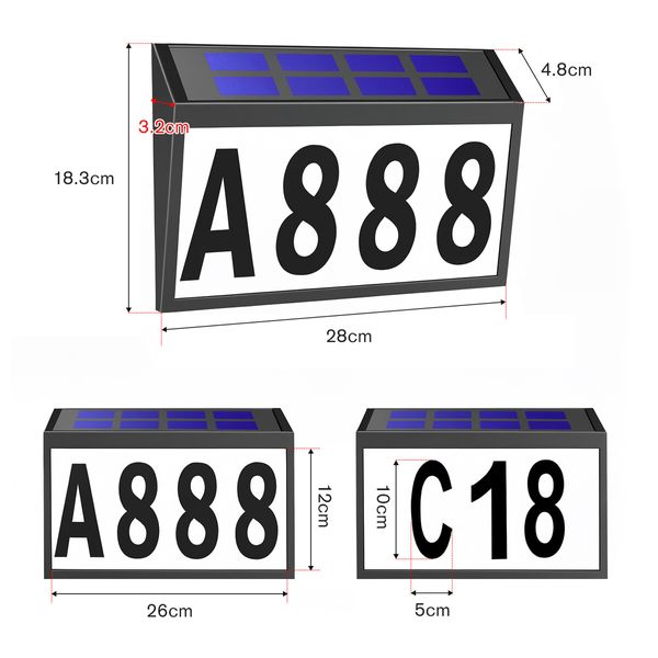 Solar House Number Light Address Sign LED Illumination Sensor Outdoor Lamp Waterproof Wall Fence Outside Door Name Plaque