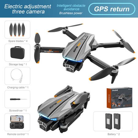 5G GPS Three-Camera Brushless Drone Optical Flow Positioning Four-Sided Obstacle Avoidance With 2 Batteries