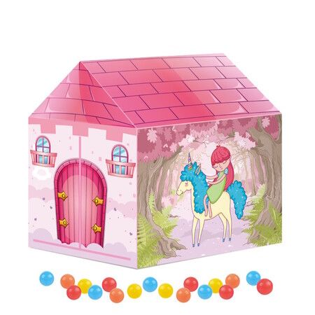 Kids Play Tents 50 color Balls Fairy Playhouse Unicorn Tent Gift Toys for Girls Children Play House (Pink)