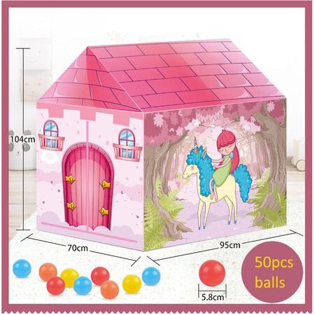 Kids Play Tents 50 color Balls Fairy Playhouse Unicorn Tent Gift Toys for Girls Children Play House (Pink)