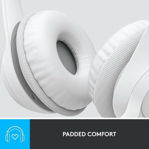 H390 Wired Headset for PC Laptop,  Stereo Headphones with Noise Cancelling Microphone, White