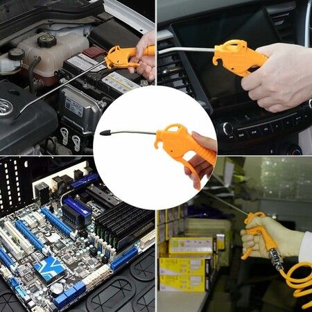 4 Inch Nozzle Air Blow Gun Stainless Steel High Pressure Dust Blower Gun with Removable Rubber Tip for Computer Hosts Car Engine