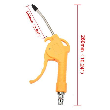 4 Inch Nozzle Air Blow Gun Stainless Steel High Pressure Dust Blower Gun with Removable Rubber Tip for Computer Hosts Car Engine