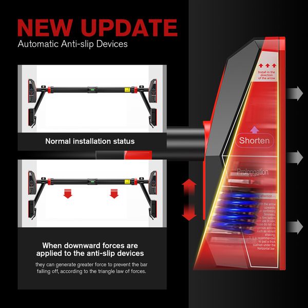 Pull Up Bar Push Chinup Situp Door Horizontal Shoulder Fitness Abs Workout Exercise Home Gym 400kg 93-140cm Adjustable