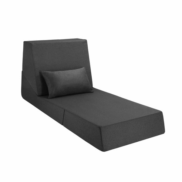 Folding Sofa Bed Couch Floor Futon Chaise Lounge Chair Mattress Comfy Sleeper Adjustable Lazy Guest Daybed with Pillow