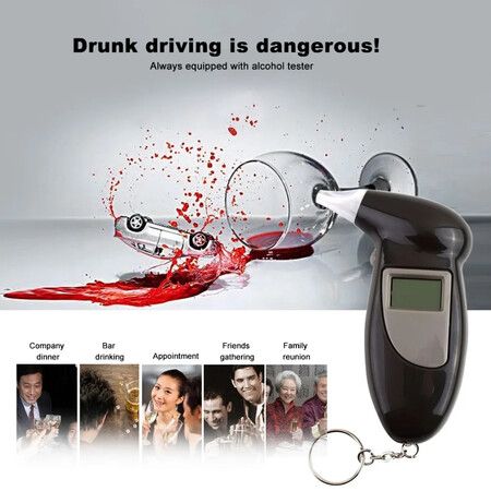 Lcd Digitale Alcohol Tester With 5 Mouthpieces Analyzer Blaastest Adem Alcohol Tester Blaastest Meter