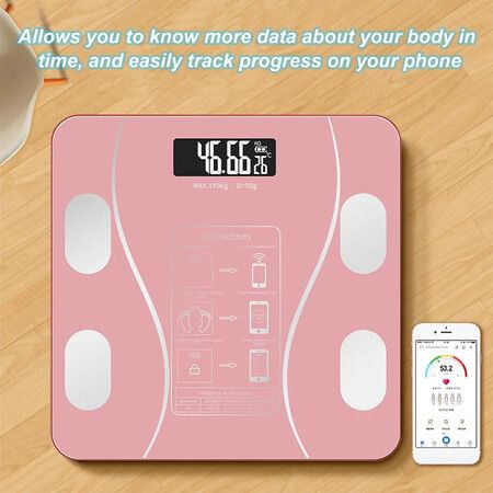 APP Intelligent Body Fat Scale Home Electronic Scale Body Weight Scale Color Pink