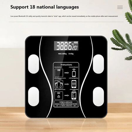 APP Intelligent Body Fat Scale Home Electronic Scale Body Weight Scale Color Black