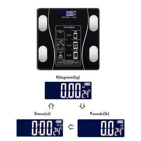 APP Intelligent Body Fat Scale Home Electronic Scale Body Weight Scale Color Black