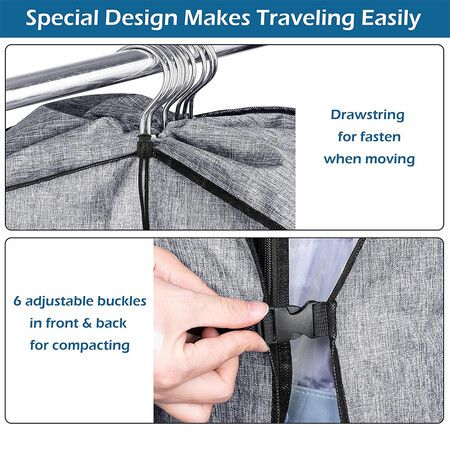 Foldable Hanging Garment Bags for Travel , Suit Bags for Closet Storage, Moving Bags for Clothes Dress Cover for Coat, Jacket, Shirt, Clothing, 1 Pack (Gray)