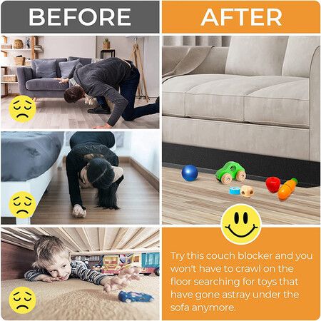 3 M Cuttable Under Couch Bed Blocker,Toy Blockers for Pets,Stop Things from Going Under Sofa Bed and Other Furniture - Hard Surface Floors Only(Clear)