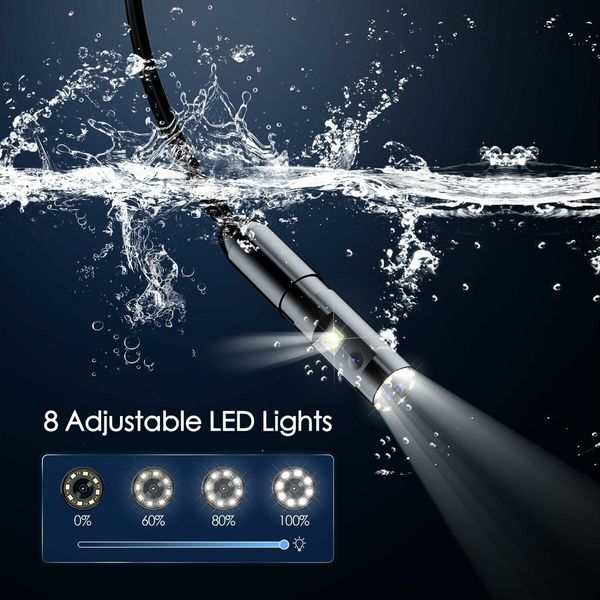 Endoscope Camera with Light, 4.3 in LCD Screen HD Digital Snake Camera Handheld Waterproof Sewer Inspection Camera with 8 LED Lights