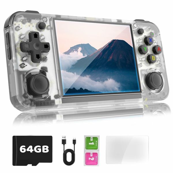 5500+ Classic Games Retro Console with 3.5 Inch IPS Screen 3300mAh Battery 64GB TF Card Built-in HDTV WiFi Bluetooth White